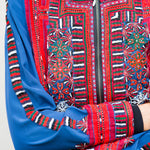 VINTAGE EMBROIDERY BOMBER JACKET, BLUE SILK - SAAKI