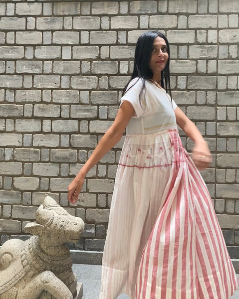 BABYDOLL STRIPE DRESS, WHITE // REF - SAAKI