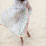 BLOCKPRINT POLKA-DOT DRESS, SHEER BEIGE - SAAKI