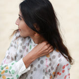 BLOCKPRINT POLKA-DOT DRESS, SHEER BEIGE - SAAKI