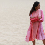 BANDHANI PANEL DRESS, PEACH - SAAKI
