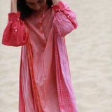 BANDHANI PANEL DRESS, PEACH - SAAKI