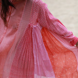 BANDHANI PANEL DRESS, PEACH - SAAKI