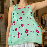 BHANDINI TANK TOP, BLUE / PINK SILK