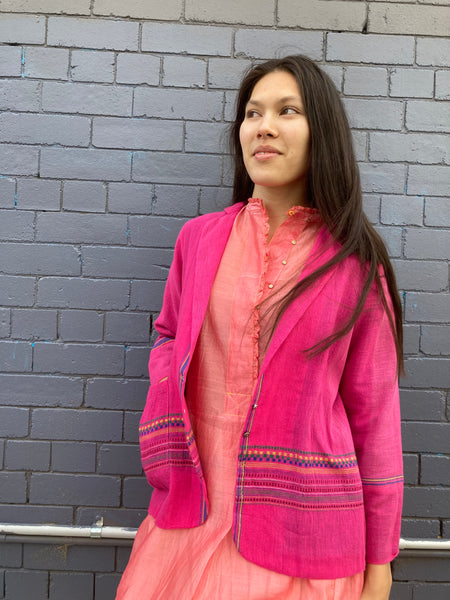 WOVEN JACKET, FUCHSIA COTTON