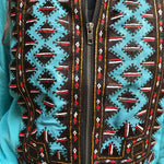 VINTAGE EMBROIDERY BOMBER, AQUA BLUE SILK - SAAKI