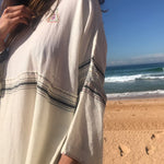 WOOL KAFTAN DRESS, STRIPE // IVORY - SAAKI