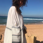 WOOL KAFTAN DRESS, STRIPE // IVORY - SAAKI