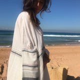 WOOL KAFTAN DRESS, STRIPE // IVORY - SAAKI