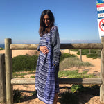 STRIPED LINEN SUMMER DRESS, BLUE - SAAKI
