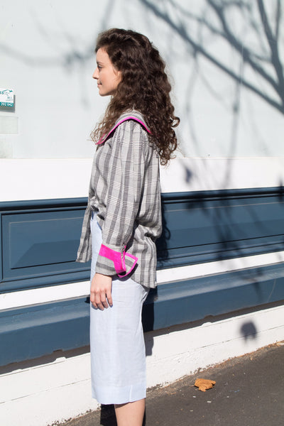 LINEN HUNTING SHORTS, LILAC - SAAKI