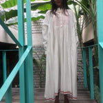 SHIRT DRESS EMBROIDERY, WHITE // RED - SAAKI