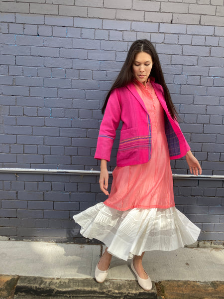 WOVEN JACKET, FUCHSIA COTTON