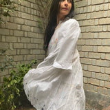 CHECKERED COAT DRESS, WHITE // BLACK - SAAKI