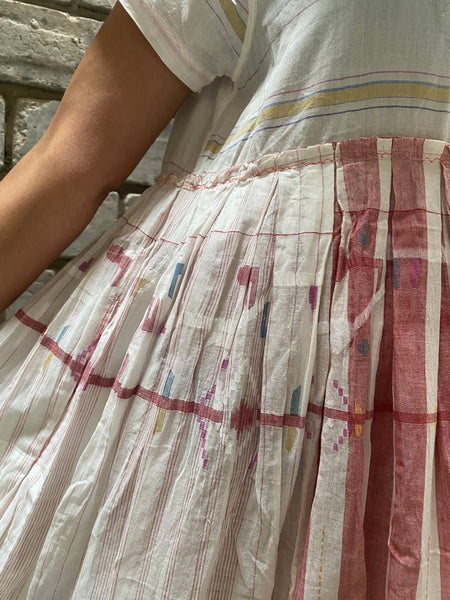 BABYDOLL STRIPE DRESS, WHITE // REF - SAAKI