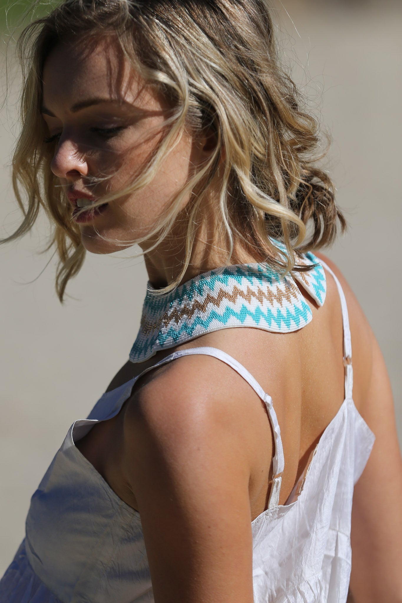 BEADED STATEMENT CHOKER,  SILK MULTICOLOR - SAAKI