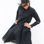 NOORI JACKET DRESS, BLACK HANDWOVEN - SAAKI