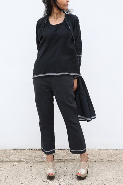 BANIYAAN TANK TOP, BLACK HANDWOVEN - SAAKI