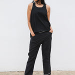 BANIYAAN TANK TOP, BLACK HANDWOVEN - SAAKI