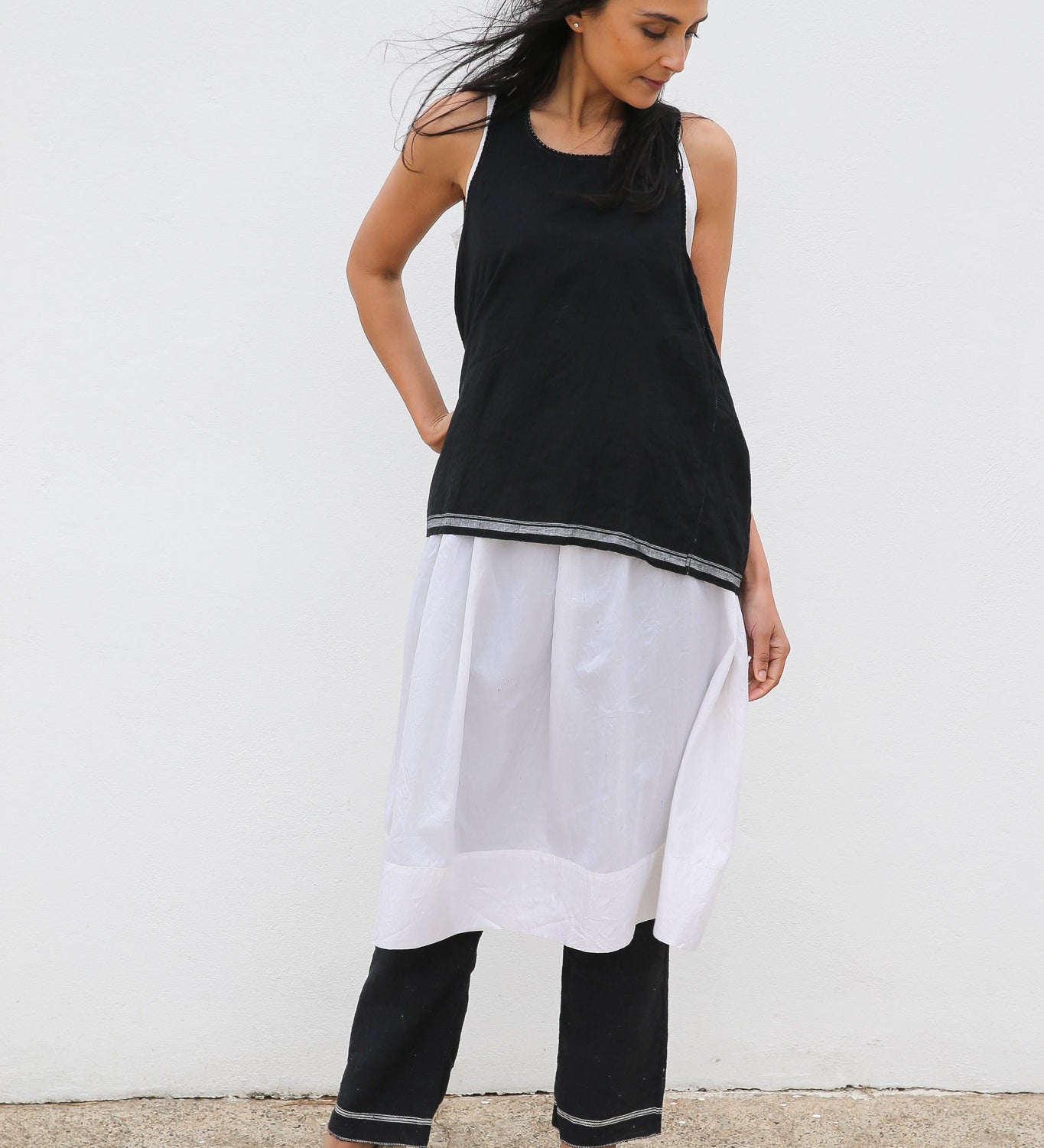 BANIYAAN TANK TOP, BLACK HANDWOVEN - SAAKI