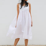 PLEATED SILK CHEMISE DRESS, WHITE SHEER - SAAKI