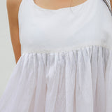 PLEATED SILK CHEMISE DRESS, WHITE SHEER - SAAKI