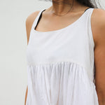 PLEATED SILK CHEMISE DRESS, WHITE SHEER - SAAKI