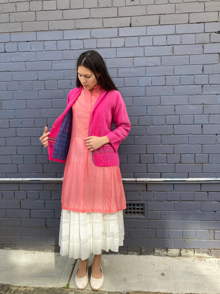 WOVEN JACKET, FUCHSIA COTTON