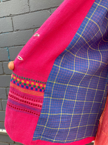 WOVEN JACKET, FUCHSIA COTTON
