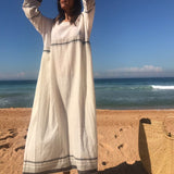 WOOL KAFTAN DRESS, STRIPE // IVORY - SAAKI