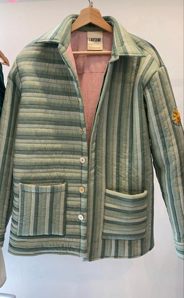 DUVET BLAZER, GREEN STRIPE