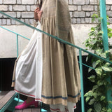 PLEATED COAT DRESS, KHAKI - SAAKI