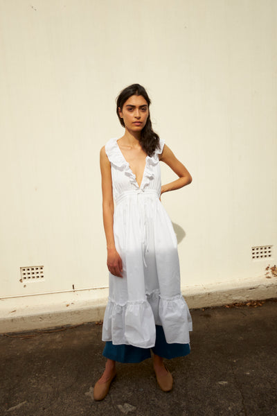 THE AVA DRESS, COTTON POPLIN WHITE