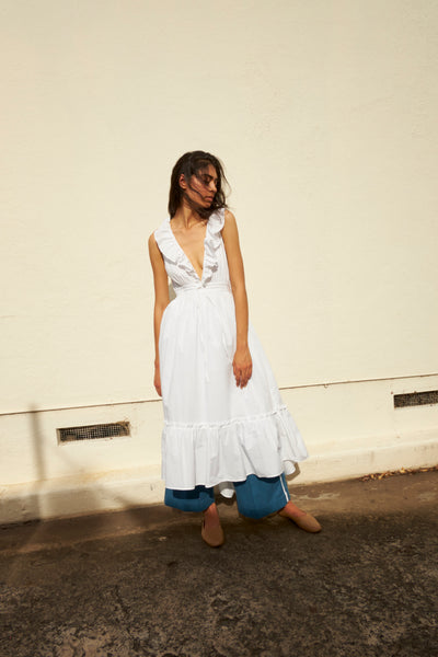 THE AVA DRESS, COTTON POPLIN WHITE