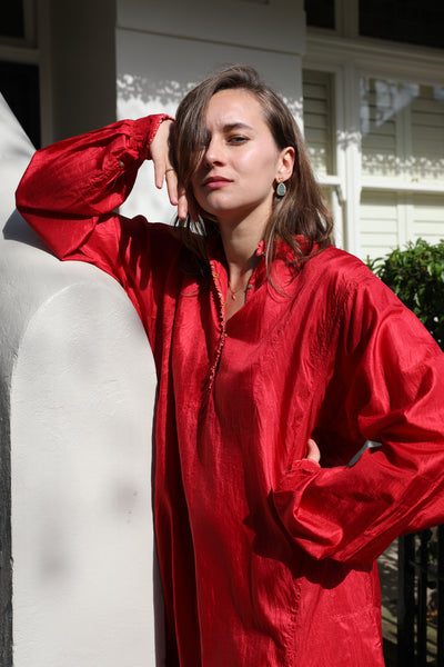 AESHA SILK DRESS, RED