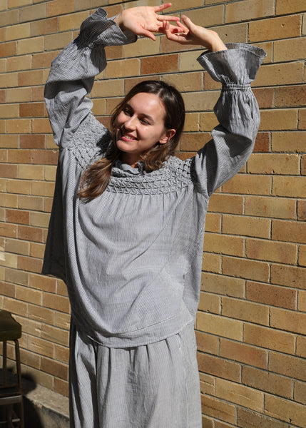 EDEN BLOUSE, PINTUCK STRIPE