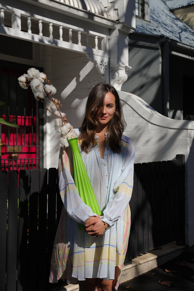 SMOCK SHIRT DRESS, NEON // MULTICOLOR