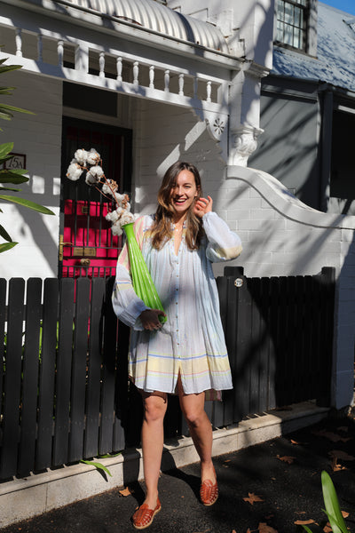 SMOCK SHIRT DRESS, NEON // MULTICOLOR
