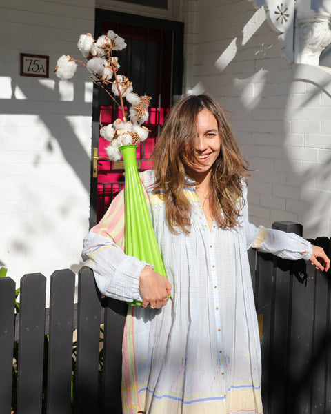 SMOCK SHIRT DRESS, NEON // MULTICOLOR