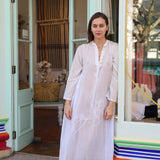 CHIKAN EMBROIDERY DRESS, WHITE // WHITE