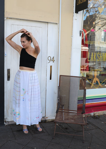 MAXI SKIRT, WHITE / MULTICOLOR