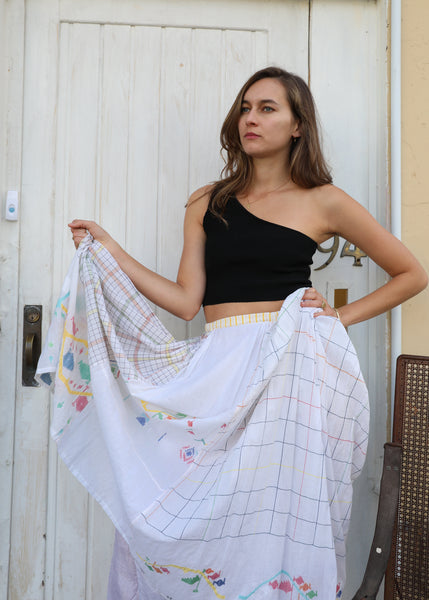 MAXI SKIRT, WHITE / MULTICOLOR