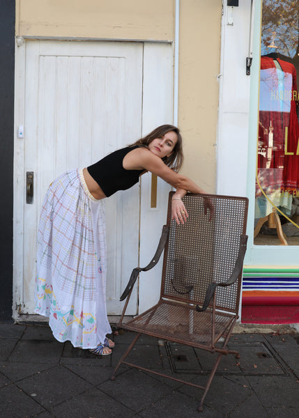 MAXI SKIRT, WHITE / MULTICOLOR