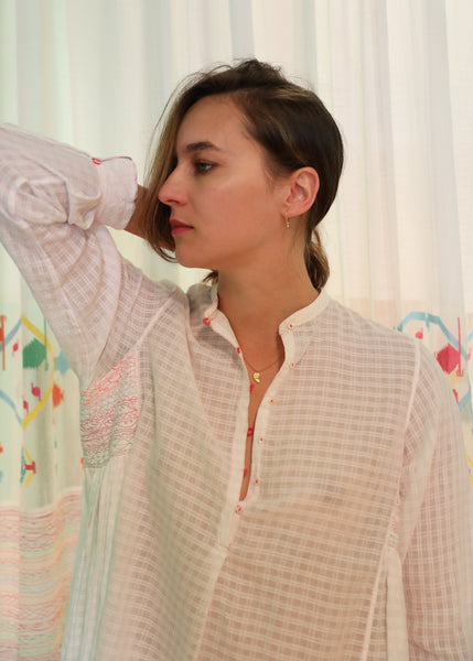 MUSLIN SHIRT, WHITE CHECK