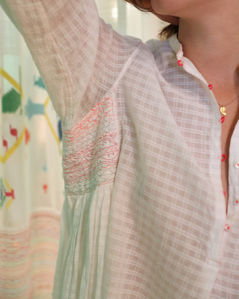 MUSLIN SHIRT, WHITE CHECK