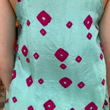 BHANDINI TANK TOP, BLUE / PINK SILK