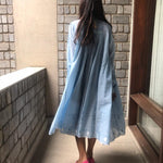 JAMDANI CIRCLE SHIRT DRESS, LIGHT BLUE - SAAKI