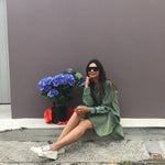SHIRT SLIT DRESS, GREEN - SAAKI