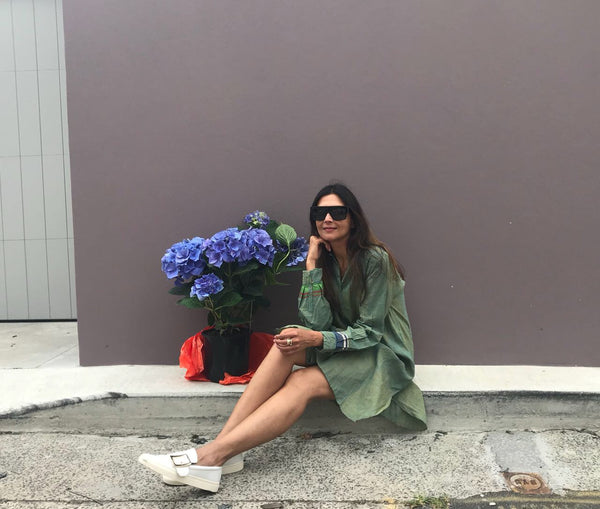 SHIRT SLIT DRESS, GREEN - SAAKI