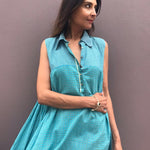 GINGHAM CHECKED BLOUSE, GREEN // BLUE - SAAKI